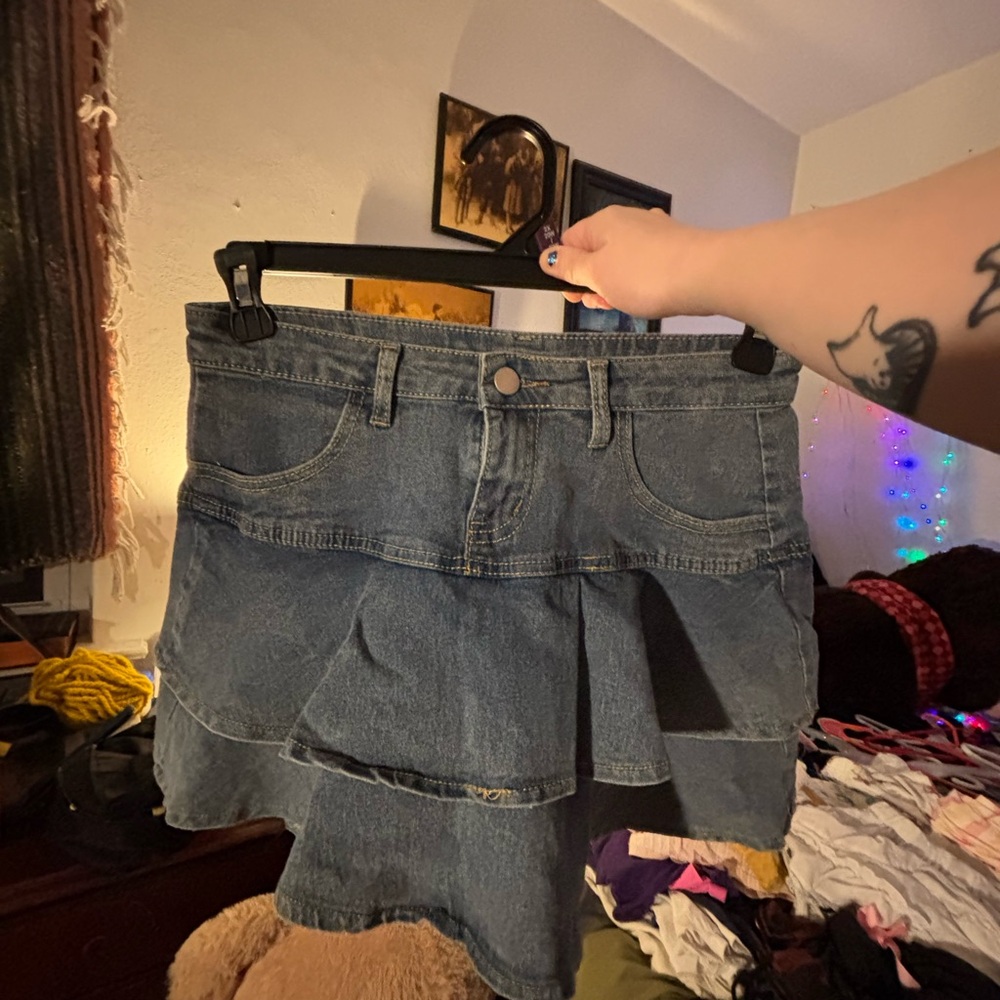 Denim Layered Skort